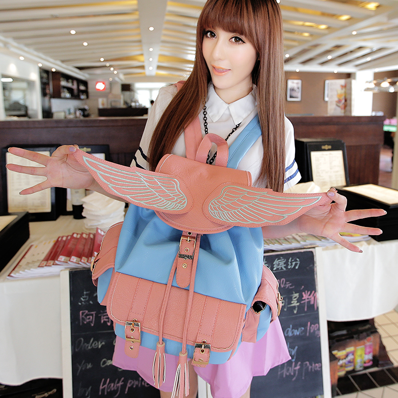 Free shipping hot 2014 spring AMO AYUMI women fashion dimensional wings backpack printing backpack bag