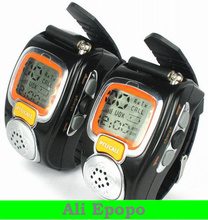 Backlit Pair LCD Two Way Radio Intercom Digital Mobile Walkie Talkie, Travel Wrist Watch Dual Band Interphone Transceiver