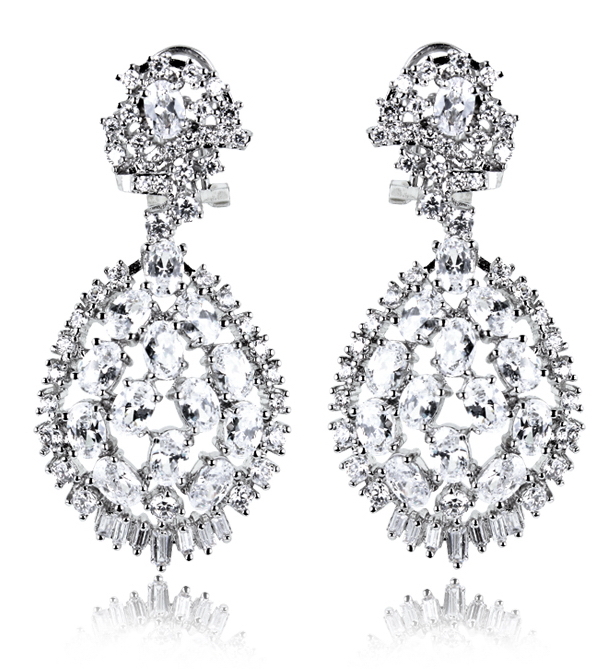 Women New Flower Shape Crystal Earrings Zirconia Stone Propose Marriage Presents Lead Free