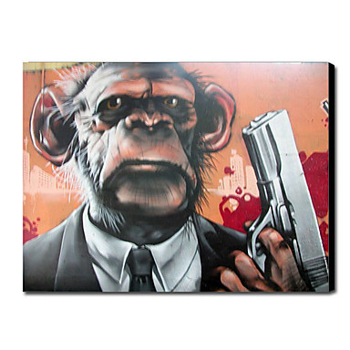 Free-Shipping-Oversized-Hand-painted-Animal-Monkey-Man-with-Gun-Home-Wall-Decoration-Animal-Oil-Painting.jpg