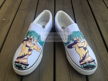 Vocaloid Hatsune Miku Slip On Shoes Canvas Hand Painted Anime Sneakers for Men Women