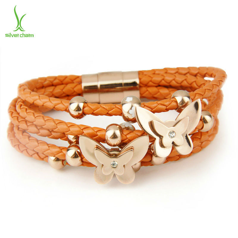 18k Rose Gold Plated Bracelet Butterfly Animal Charm White for Women ...