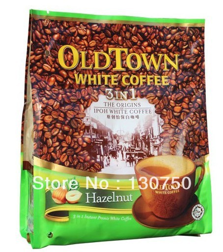 Free Shipping Malaysia hazelnut taste White Coffee imported old street field three in one Ground Coffee480g