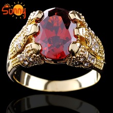 Sz10/11/12   jewellery Fashion Ruby  Gentlemen’s 14KT yellow Gold Filled Ring