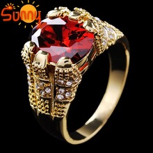 Sz9 10 11 12 Jewellery Fashion Ruby Gentlemen s 10KT yellow Gold Filled Married Rings