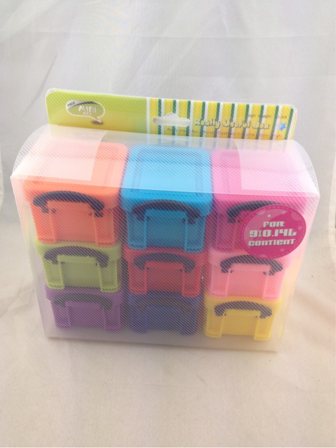 Small candy color transparent mini storage box Plastic Storage Boxes Storage Cases Cute Jewelry box 9pcs