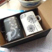 Free Shipping Coffee Mugs Lovers mug classic black and white lovers ceramic mug cup mug 2pcs