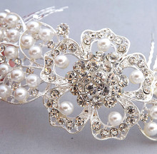 Free Shipping Fashion flower leaves Bridal Hair Accessories Tuck Comb Wedding Jewelry Pearl Crystal Handmade Bridal