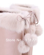free shipping Autumn winter women s shoes white fur ball rabbit fur high heeled boots high
