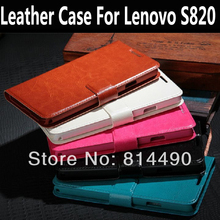 Dedicated lenovo s820 leather protective case holster for lenovo s820 stand function mobile phone retail packing freeshipping