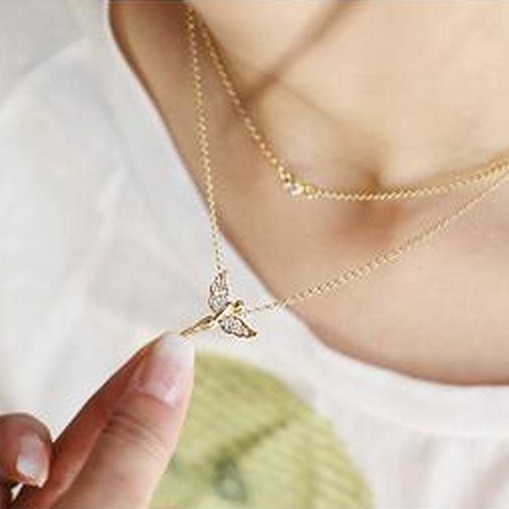 LZ Jewelry Hut N230 N231 The 2014 New Wholesale Fashion Rhinestone Angel Womens Pendant Necklace For