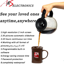 New invention holiday gift digital coffee mug with LCD screen for 30 pictures slideshow