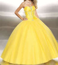 New bearing yellow Quinceanera Prom Ball Gowns Evening Dress Size 6-16