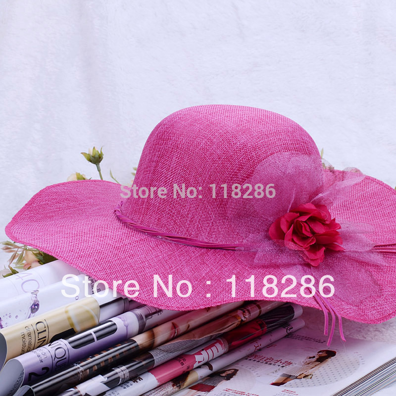 Summer sun protection straw braid fedoras Women summer sunbonnet beach cap big along the cap