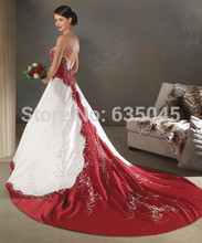 Robe De Mariage Custom made Ivory and Red Embroidery Beading Romantic Strapless A Line Wedding Dress