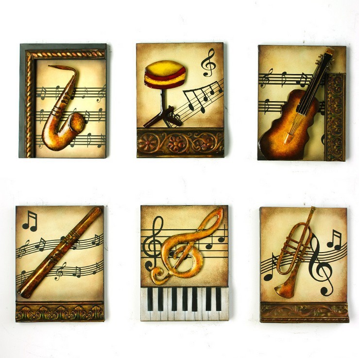 com : Buy Modern Home Decoration Metal Wall Art 3D Musical Instruments 