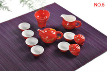 Red black golden dragon kung fu tea set bone china cup bowl ceramics white porcelain