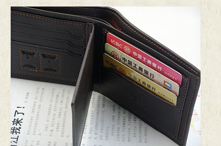 Promotion Men s PU leather Wallet Pockets ID credit Card holder Clutch Bifold money purse Famous