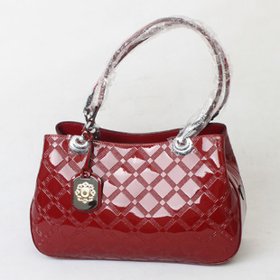 Larento brand women s crocodile handbag classic plaid multi layer japanned leather cowhide shoulder bag graceful