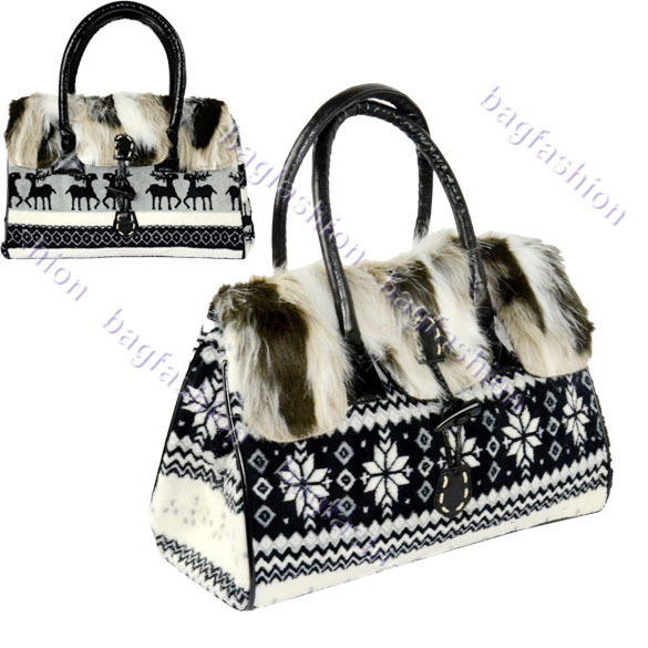 fashion design cartoon pattern imitation rabbit fur bag ladies handbag ...