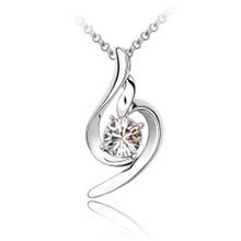 Christmas gift Fashion women 18K white gold plated austrian crystal Love Angel pendants necklaces