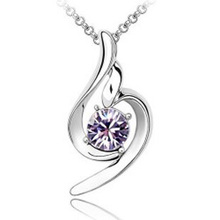 Christmas gift Fashion women 18K white gold plated austrian crystal Love Angel pendants necklaces