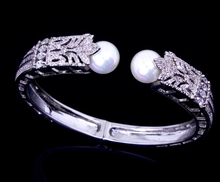 Bridal pearl bracelet CZ bangle bracelets Fashion Woman Bracelets Color Zirconia Bangles Propose Marriage