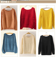 Free Shipping 2013 Hot Sale Women sweaters Long Sleeve O-neck 6 color In Stock Jacquard Women Pullover Sweater