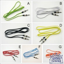 Colorful high quality 1M/3feet plating flat type design Car Aux audio Cable Extended Audio Headphone stereo audio cable