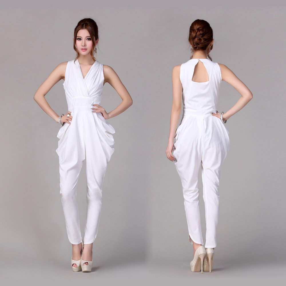 all white pants romper