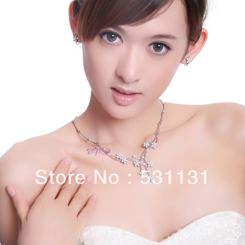 Neoglory quality necklace chain sets small necklace marriage accessories the bride wedding accessories