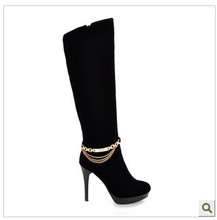 2015 autumn winter warm fashion women boots knee high ladies high heel platform boots free shipping