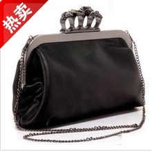 2013 spring and summer skull chain of packet bag ruffle clutch shoulder bag messenger bag female bags