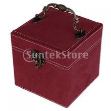 Free Shipping Suedette MDF 3 Compartment Jewelry Box Storage Case Lock w Mirror Red