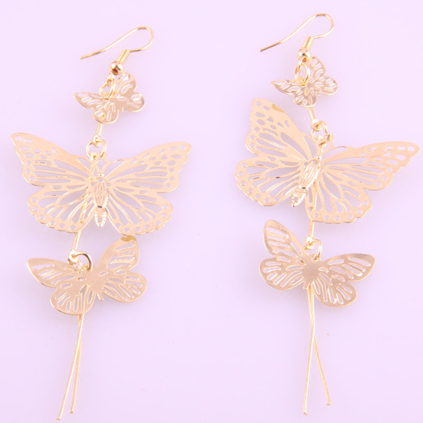 2 colors Fashion Popular Elegant Vintage Hollow water Drop Butterfly Tassel earrings for women wholesale 2014