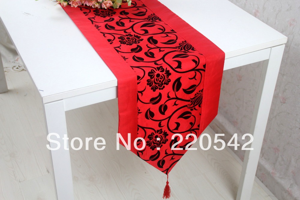 195*33cm cheap Damask  1Pcs Runner Red Decoration  Table New damask runners Brand  Wedding table