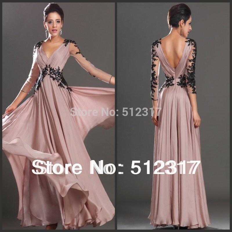 Muslim-3-4-Sleeve-Lace-Appliqued-Open-Back-Pink-Chiffon-Prom-Gown-in ... Muslim-3-4-Sleeve-Lace-Appliqued-Open-Back-Pink-Chiffon-Prom-Gown-in ...