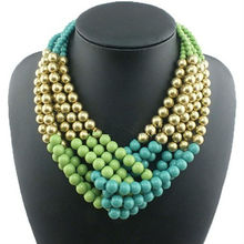 Fashion Jewelry 2013 Unique Multilayer Bubble Chunky Beads Choker Statement Necklace handmade Jewelry For Women XL006