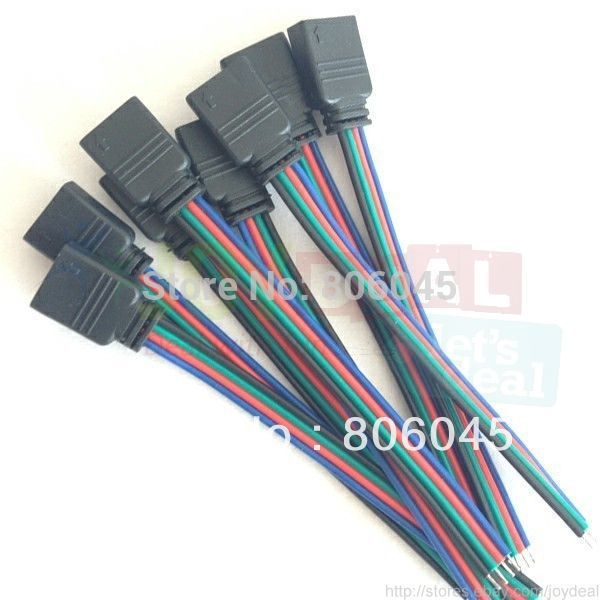 Купить 10 шт 4 pin женского rgb разъем кабель один разъем для rgb 5050 ...