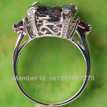 Hot sale Fine Jewelry Wholesale Cocktail Mystic Rainbow Topaz Amethyst Purple 925 Silver Ring Size 7