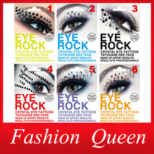 2014 New Arrive Fashion Eye Rock Eyeshadow,6colors(6pairs/lot)Rhinestone Crystal Tattoos Stickers Eyelid Makeup Decoration Tools