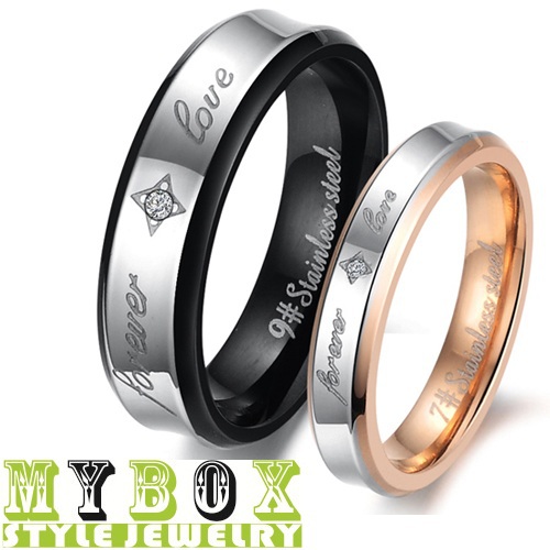2015 Sale Jewelry Wholesale Stainless Steel Spell Color Pattern Stamp forever Love Couple Ring Rings Engagement