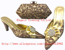 Directly selling Lady Italy style shoes and bag match high quatily evening bag and shoes set