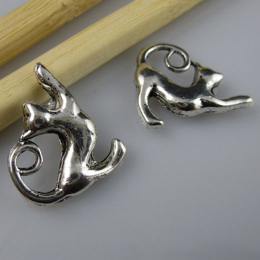 Free shipping 50 pieces lot Alloy Lovely Cartoon Animal Pet Sexy Cat Pendant Antique Style Silver
