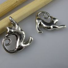 Free shipping (50 pieces/lot) Alloy Lovely Cartoon Animal Pet Sexy Cat Pendant Antique Style Silver Tone Fashion Jewelry Finding