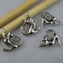 Free shipping 50 pieces lot Alloy Lovely Cartoon Animal Pet Sexy Cat Pendant Antique Style Silver