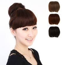 Free Shipping Sexy Women Girl False Human Wig Full Bangs Hair Pieces Extensions Clip in on