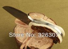 Thumb Damascus small straight knife pocket knife folding knife Jungle Survival