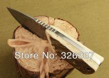 Thumb Damascus small straight knife pocket knife folding knife Jungle Survival