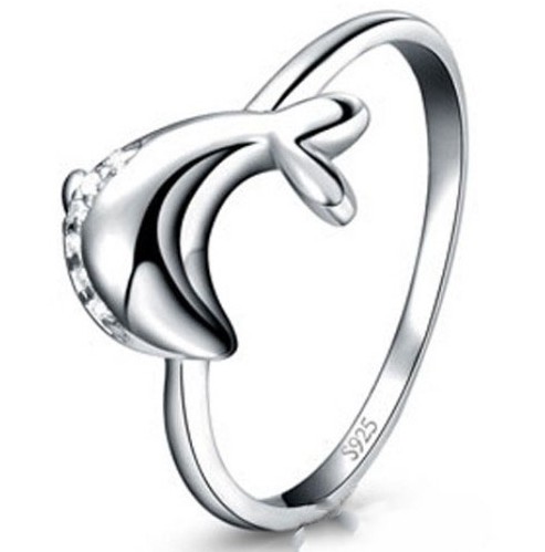 christmas passion honey 100 Real Pure 925 Sterling Silver Elegant Bride Wedding Ring dolphin zircon rings